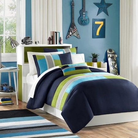 Mi Zone MZ12-503 Pipeline Duvet Cover Set - Navy; Twin